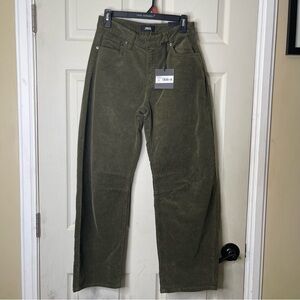JBD Dark Olive Corduroy Barrel Jean Sz 25